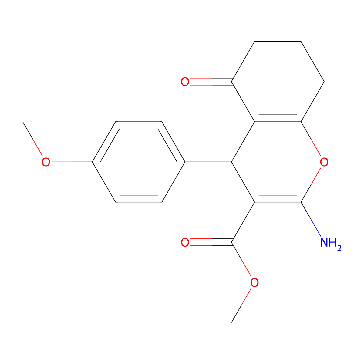 methyl 2-amino-4-(4-methoxyphenyl)-5-oxo-5,6,7,8-tetrahydro-4H-chromene-3-carboxylate molecular structure, CAS 326918-67-6