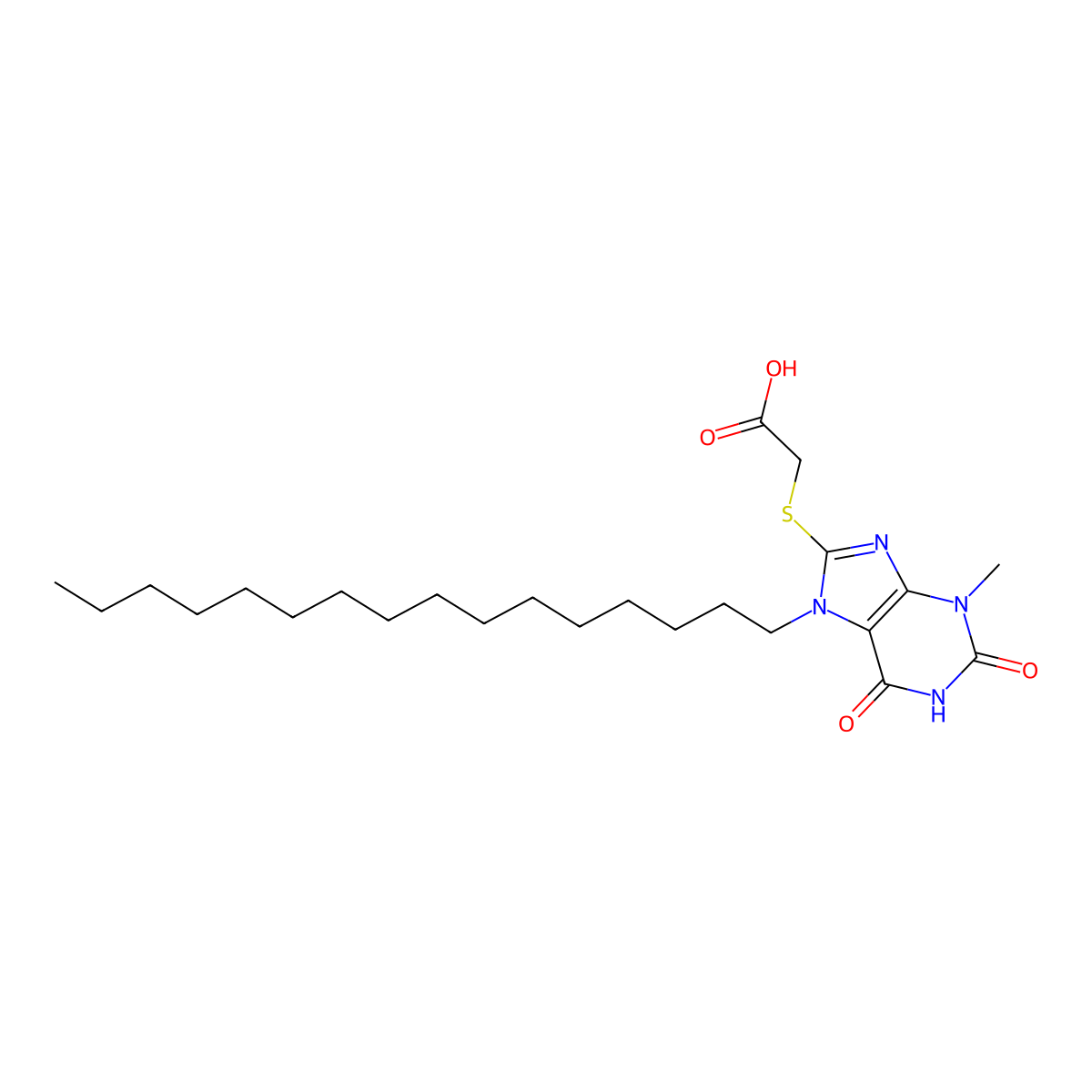 [(7-hexadecyl-3-methyl-2,6-dioxo-2,3,6,7-tetrahydro-1H-purin-8-yl)sulfanyl]acetic acid molecular structure, CAS 326918-82-5