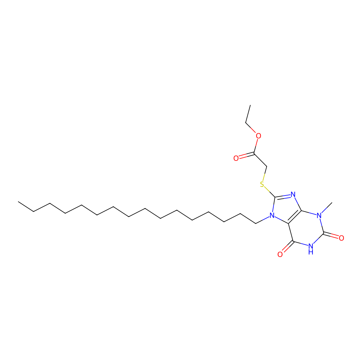 ethyl [(7-hexadecyl-3-methyl-2,6-dioxo-2,3,6,7-tetrahydro-1H-purin-8-yl)sulfanyl]acetate molecular structure, CAS 326918-84-7