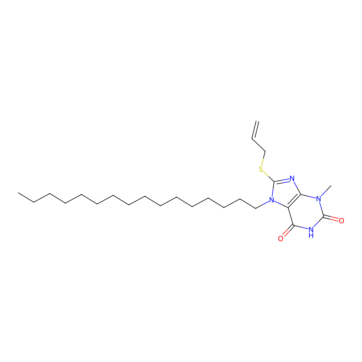 8-Allylsulfanyl-7-hexadecyl-3-methyl-3,7-dihydro-purine-2,6-dione molecular structure, CAS 326918-85-8