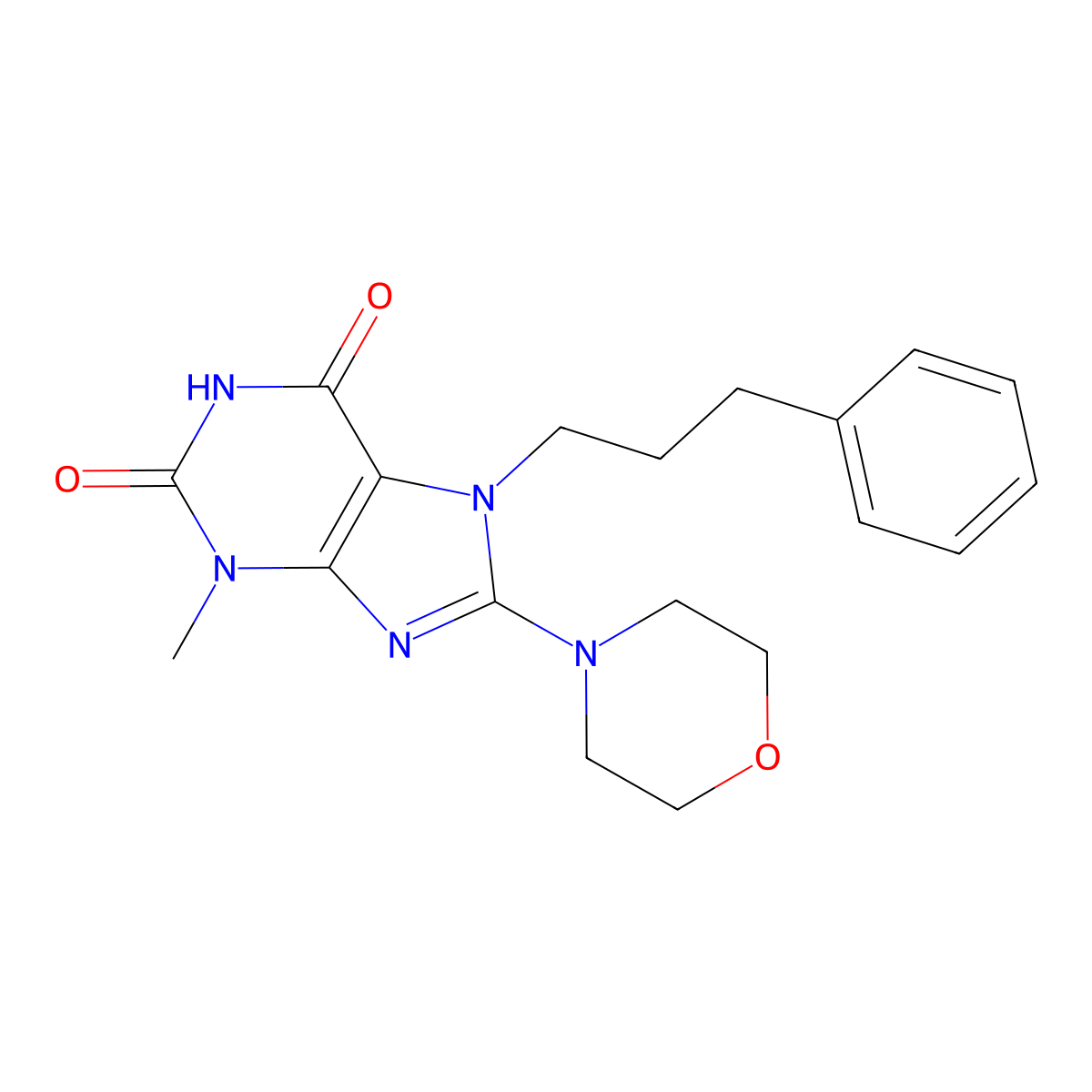 3-Methyl-8-morpholin-4-yl-7-(3-phenylpropyl)purine-2,6-dione molecular structure, CAS 326918-92-7