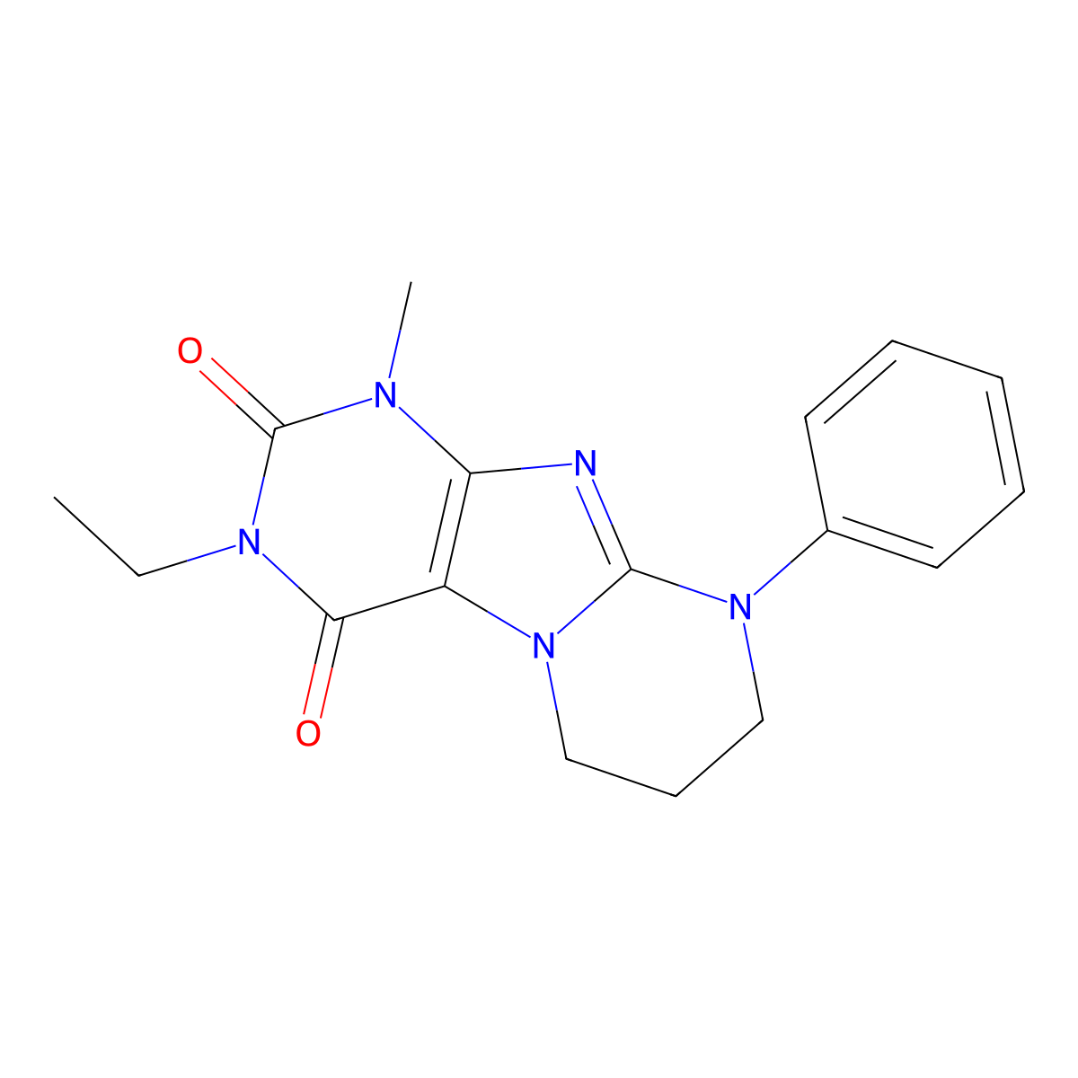 3-ethyl-1-methyl-9-phenyl-6,7,8,9-tetrahydropyrimido[2,1-f]purine-2,4(1H,3H)-dione molecular structure, CAS 326918-94-9