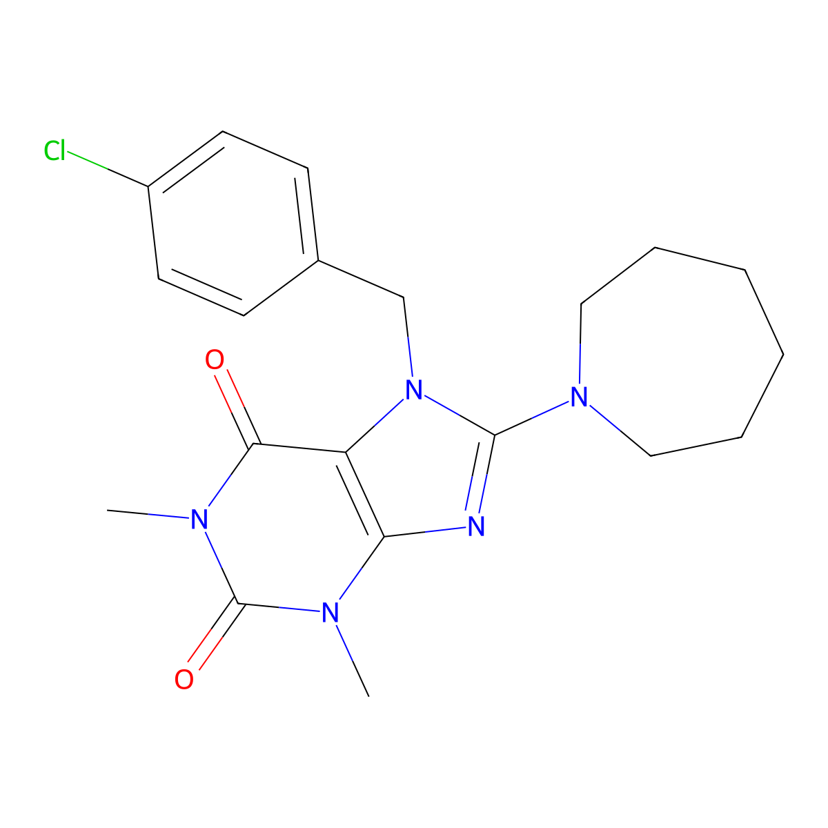 8-(azepan-1-yl)-7-(4-chlorobenzyl)-1,3-dimethyl-1H-purine-2,6(3H,7H)-dione molecular structure, CAS 326919-19-1