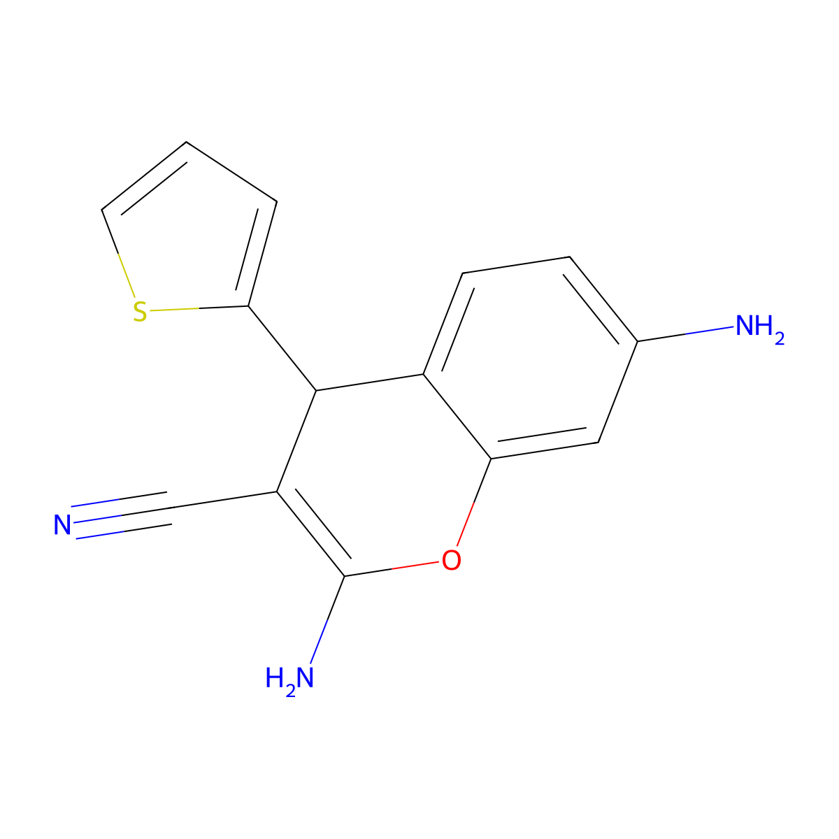 2,7-diamino-4-(thiophen-2-yl)-4H-chromene-3-carbonitrile molecular structure, CAS 326919-57-7