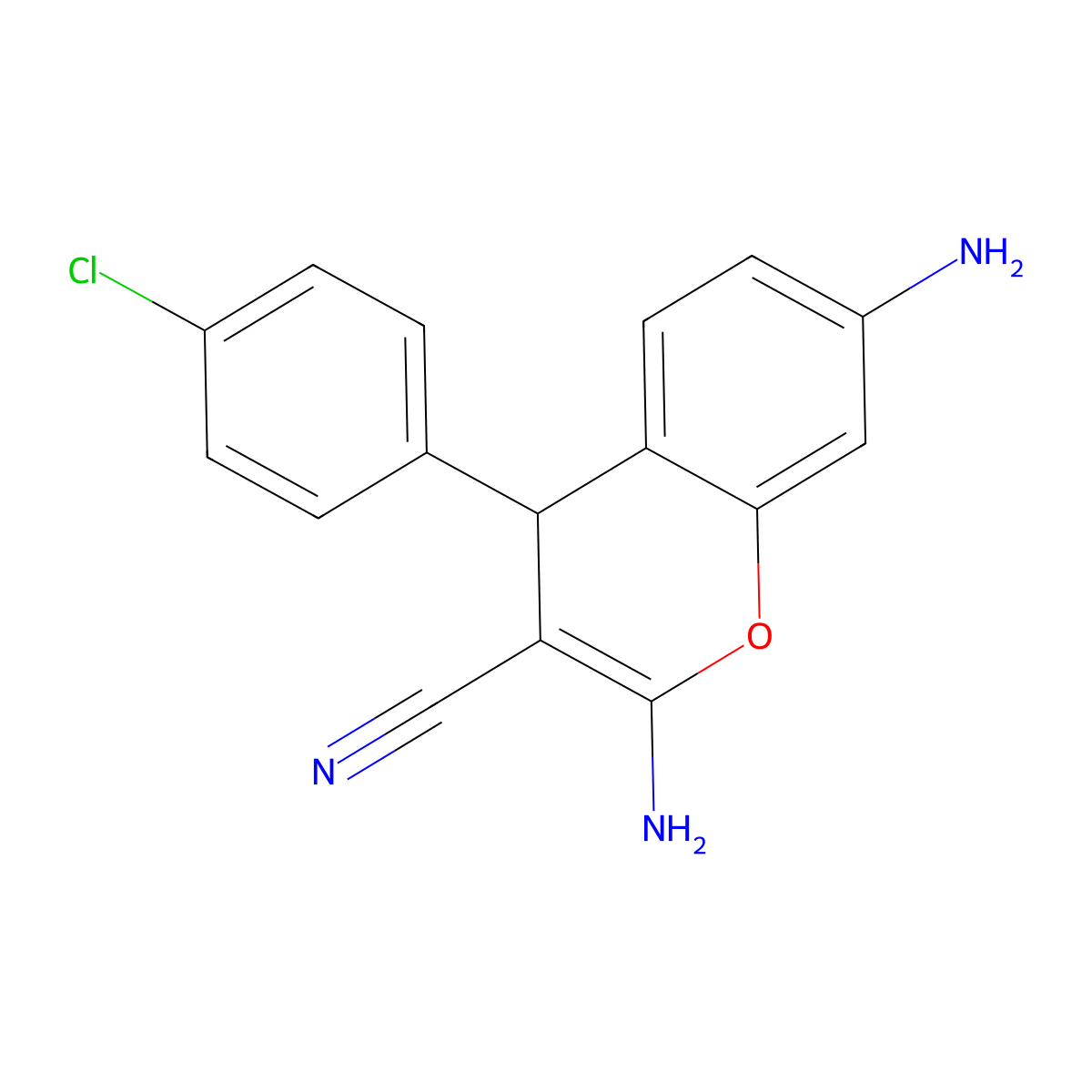 2,7-diamino-4-(4-chlorophenyl)-4H-chromene-3-carbonitrile molecular structure, CAS 326919-63-5