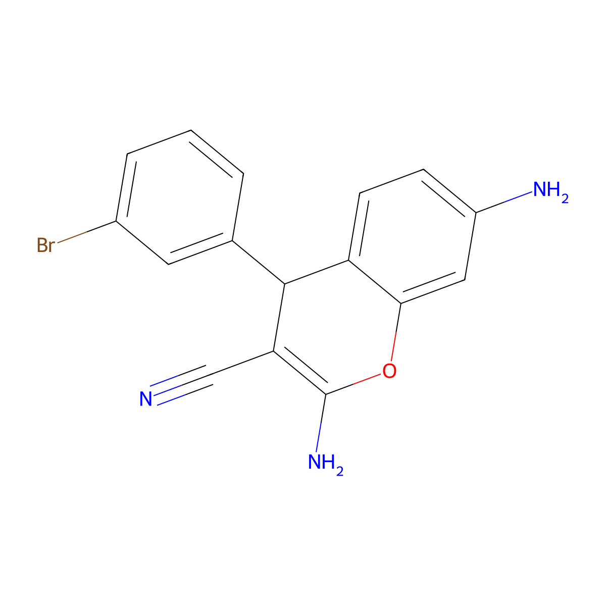 2,7-diamino-4-(3-bromophenyl)-4H-chromene-3-carbonitrile molecular structure, CAS 326919-65-7
