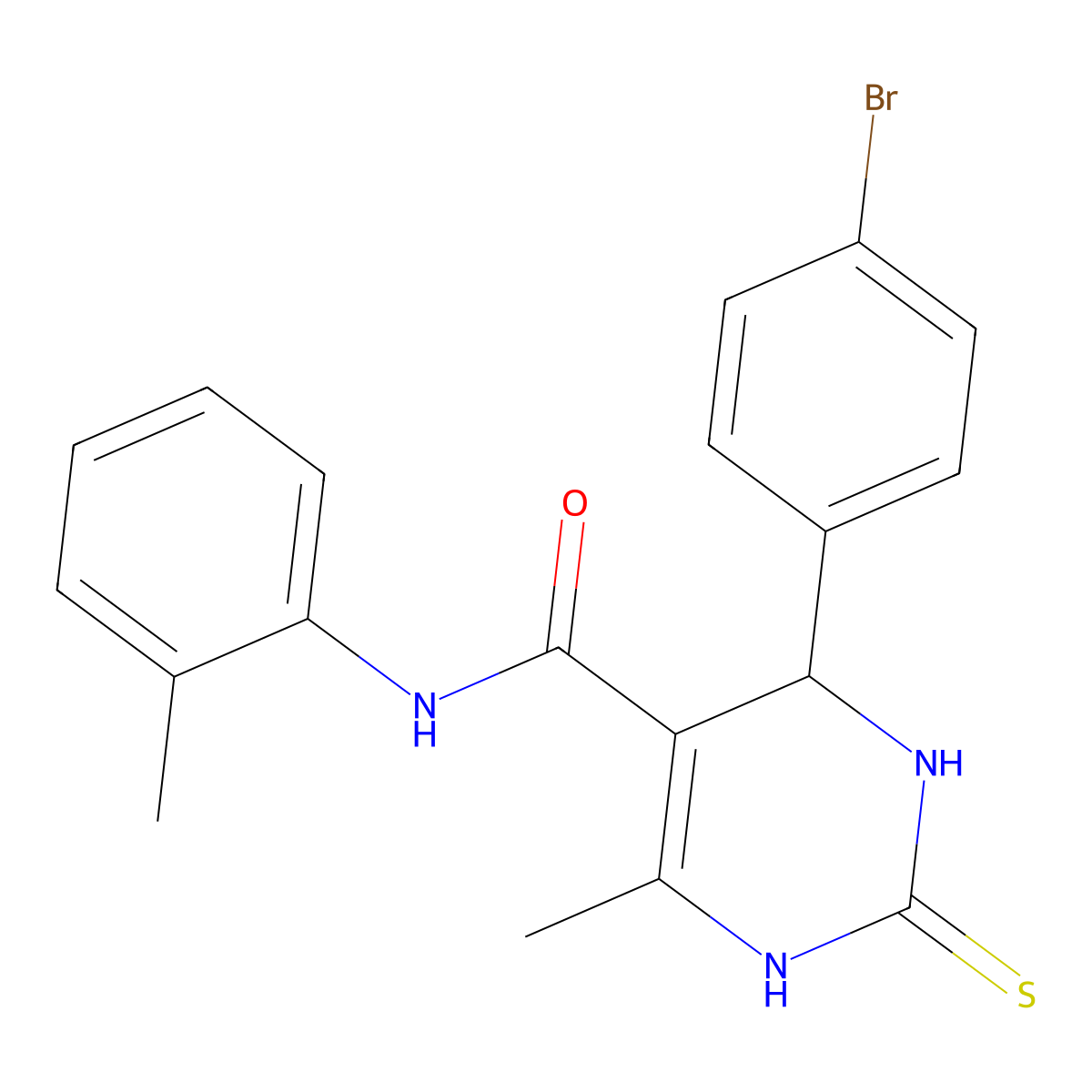 4-(4-bromophenyl)-6-methyl-2-thioxo-N-(o-tolyl)-1,2,3,4-tetrahydropyrimidine-5-carboxamide molecular structure, CAS 326919-78-2