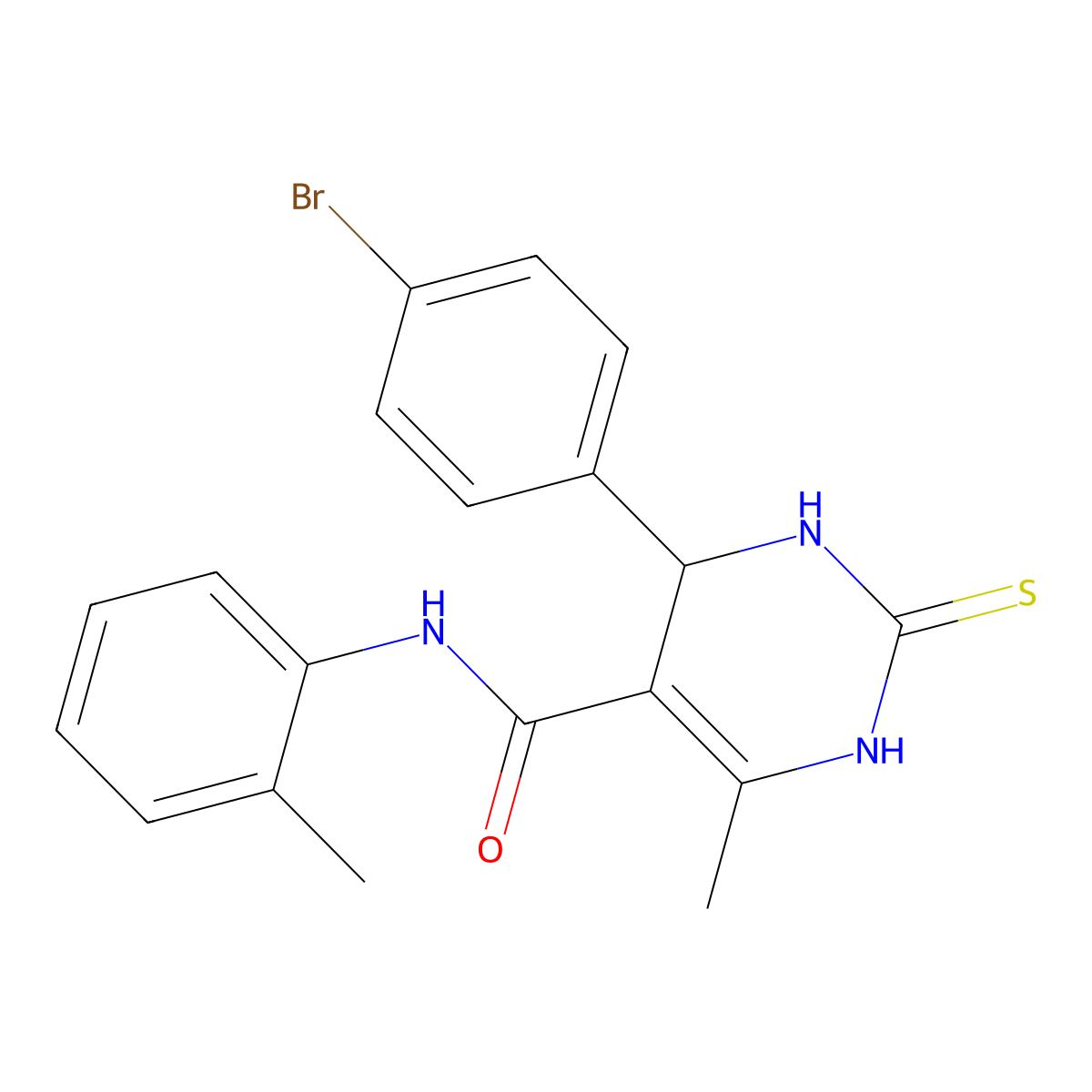 4-(4-bromophenyl)-6-methyl-2-thioxo-N-(o-tolyl)-1,2,3,4-tetrahydropyrimidine-5-carboxamide molecular structure, CAS 326919-78-2