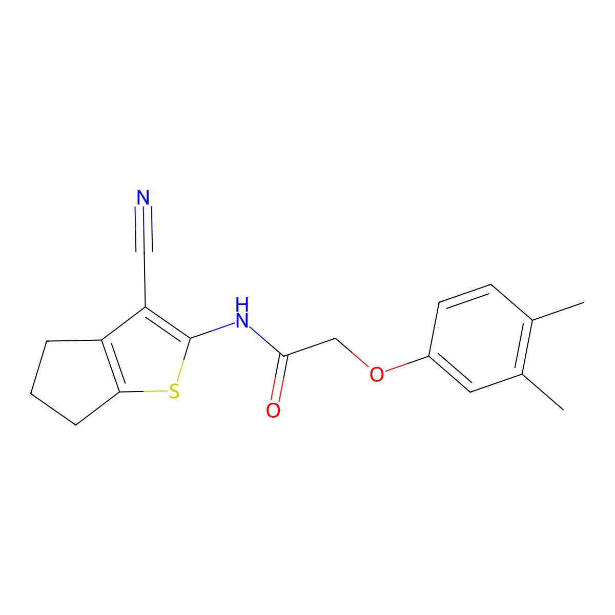 N-(3-cyano-5,6-dihydro-4H-cyclopenta[b]thiophen-2-yl)-2-(3,4-dimethylphenoxy)acetamide molecular structure, CAS 326920-74-5