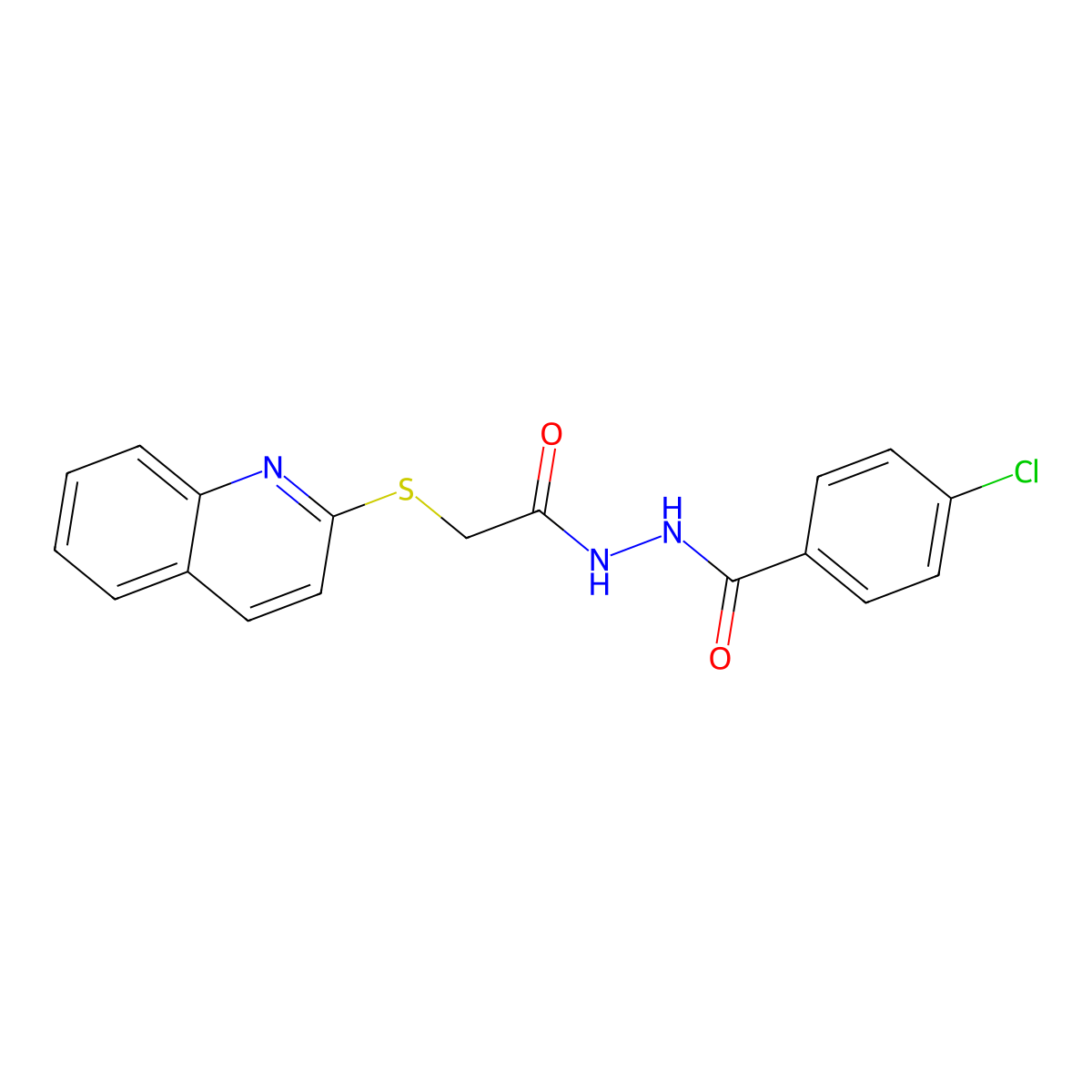 4-chloro-N'-(2-quinolin-2-ylsulfanylacetyl)benzohydrazide molecular structure, CAS 326921-25-9