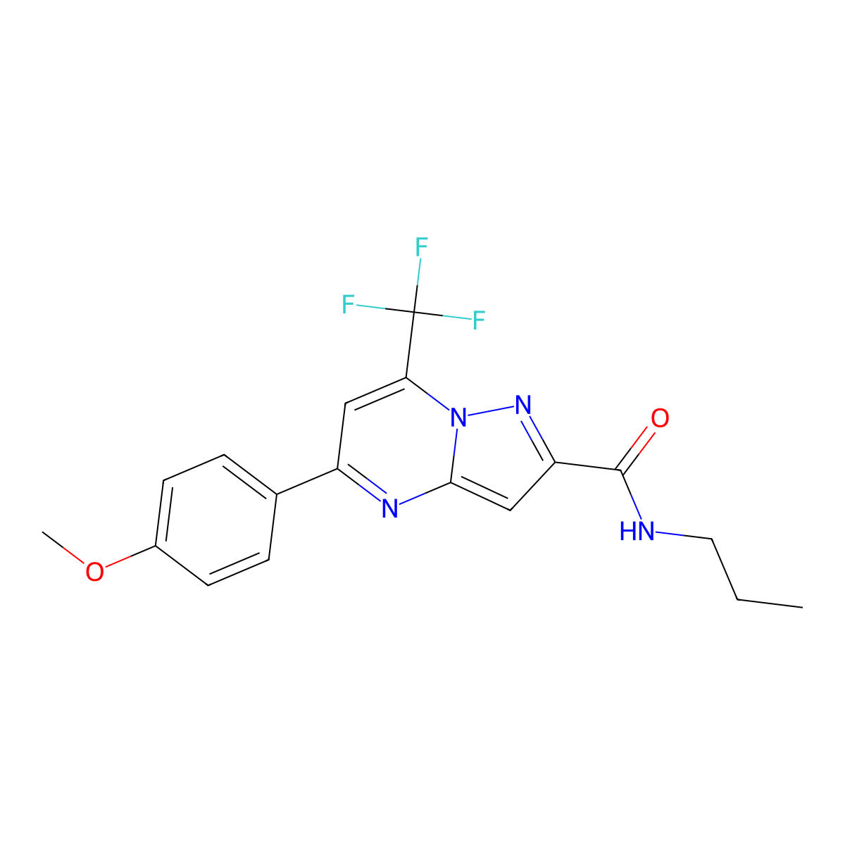 5-(4-methoxyphenyl)-N-propyl-7-(trifluoromethyl)pyrazolo[1,5-a]pyrimidine-2-carboxamide molecular structure, CAS 326921-32-8