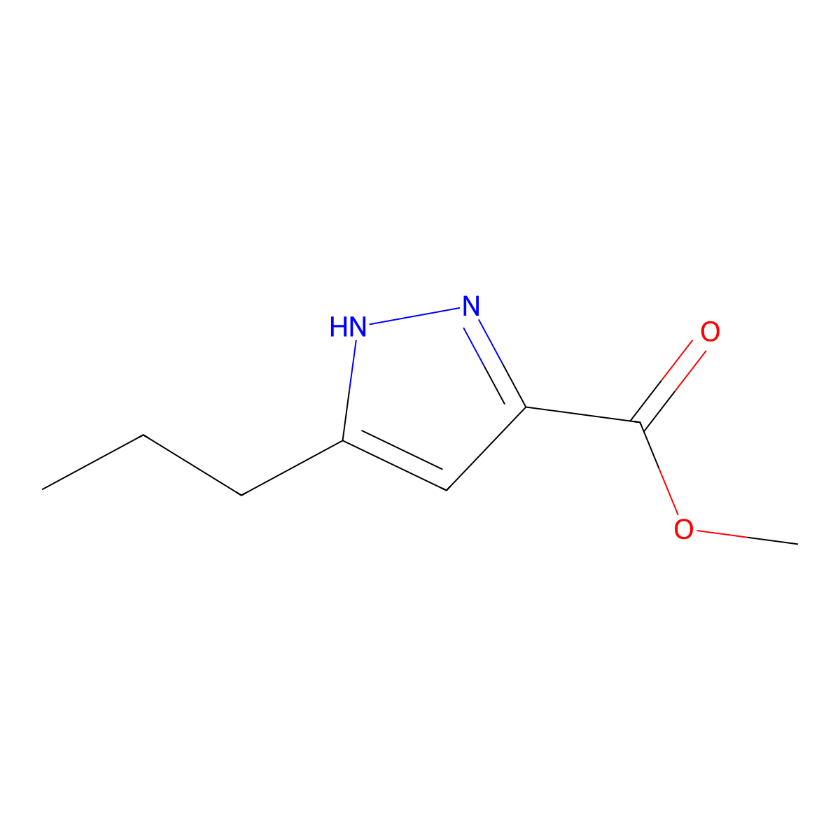 Methyl 5-propyl-1H-pyrazole-3-carboxylate molecular structure, CAS 326922-48-9