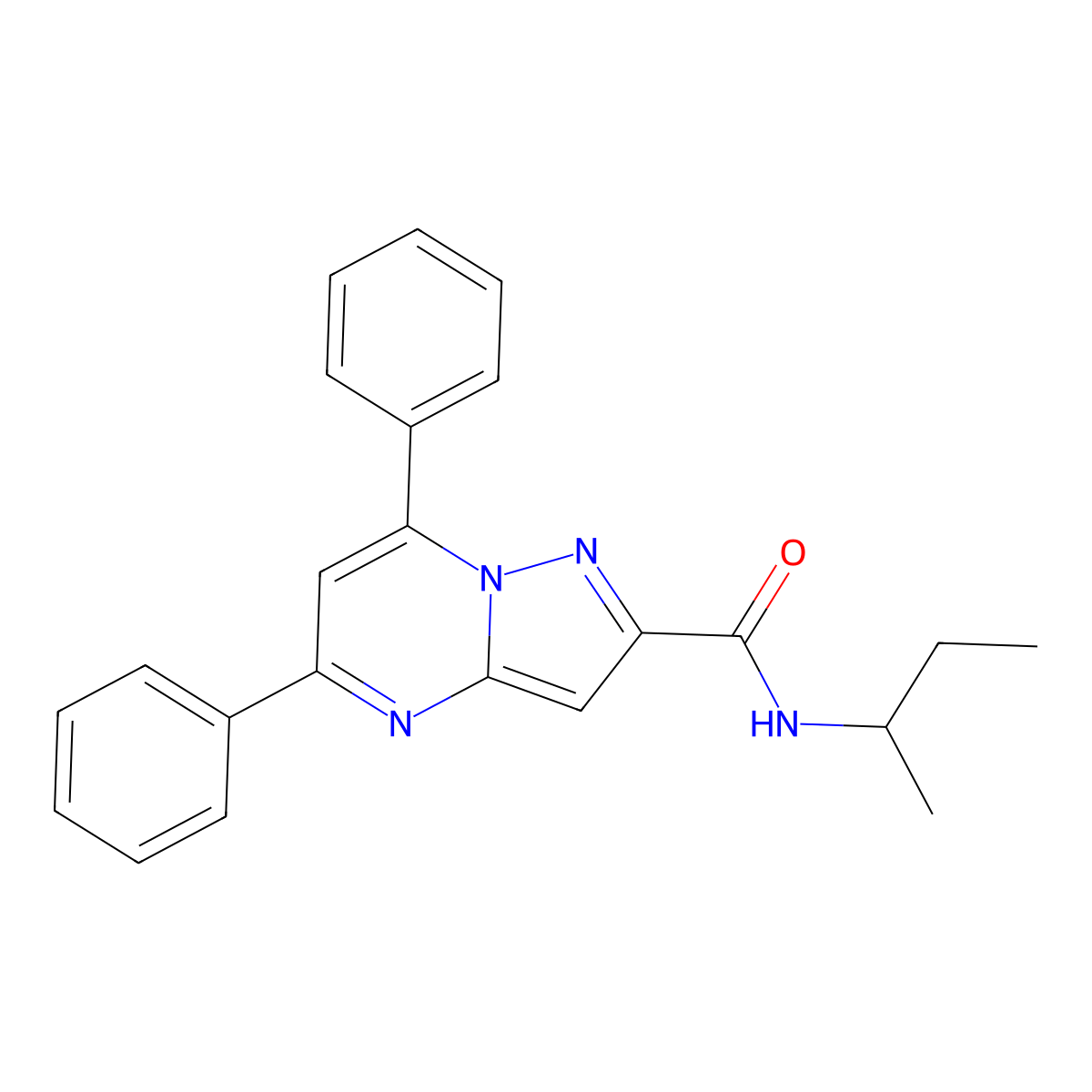 N-(sec-butyl)-5,7-diphenylpyrazolo[1,5-a]pyrimidine-2-carboxamide molecular structure, CAS 326922-93-4