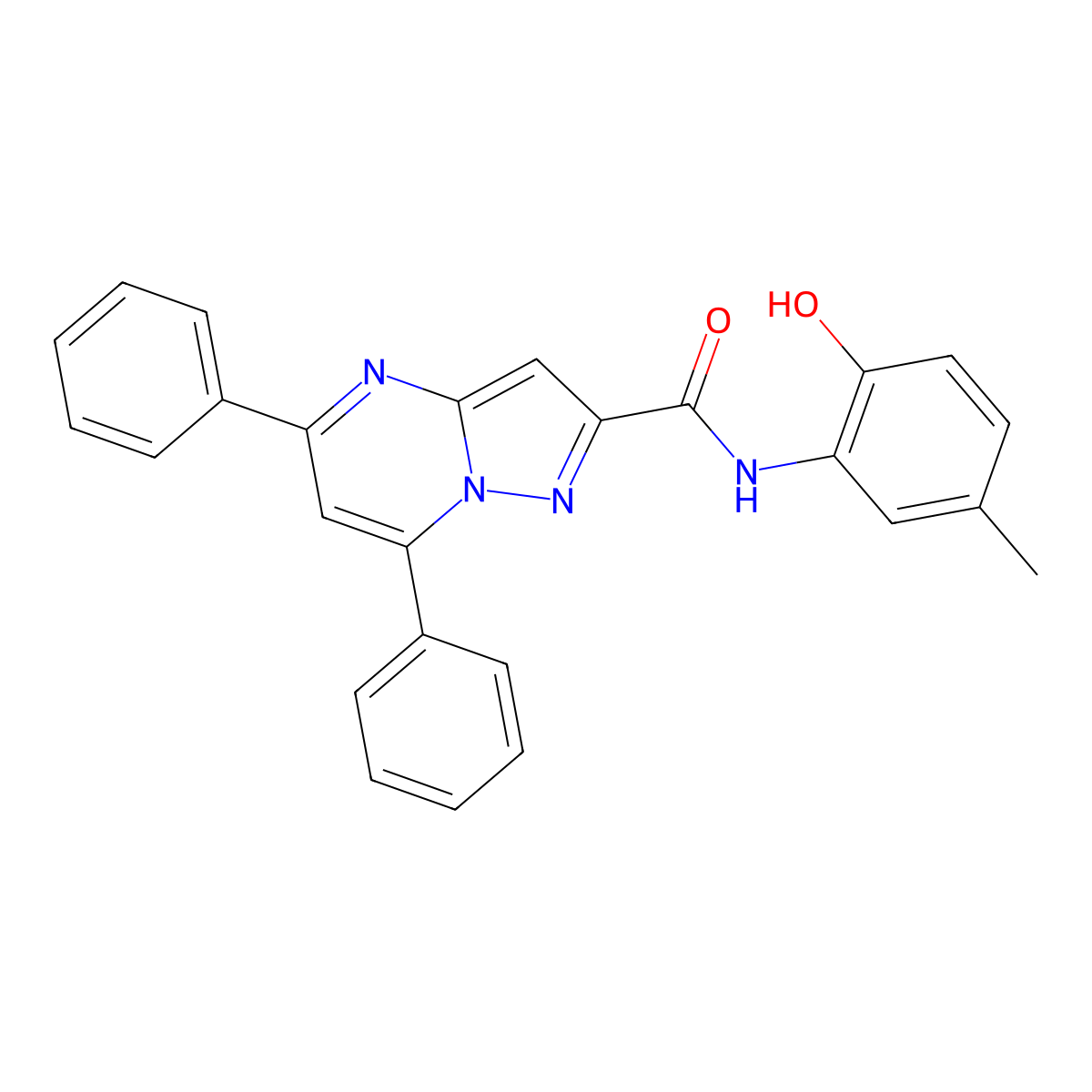N-(2-hydroxy-5-methylphenyl)-5,7-diphenylpyrazolo[1,5-a]pyrimidine-2-carboxamide molecular structure, CAS 326922-99-0