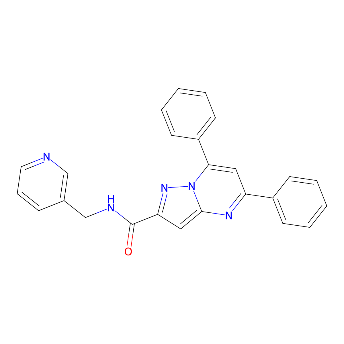 5,7-diphenyl-N-(pyridin-3-ylmethyl)pyrazolo[1,5-a]pyrimidine-2-carboxamide molecular structure, CAS 326923-01-7