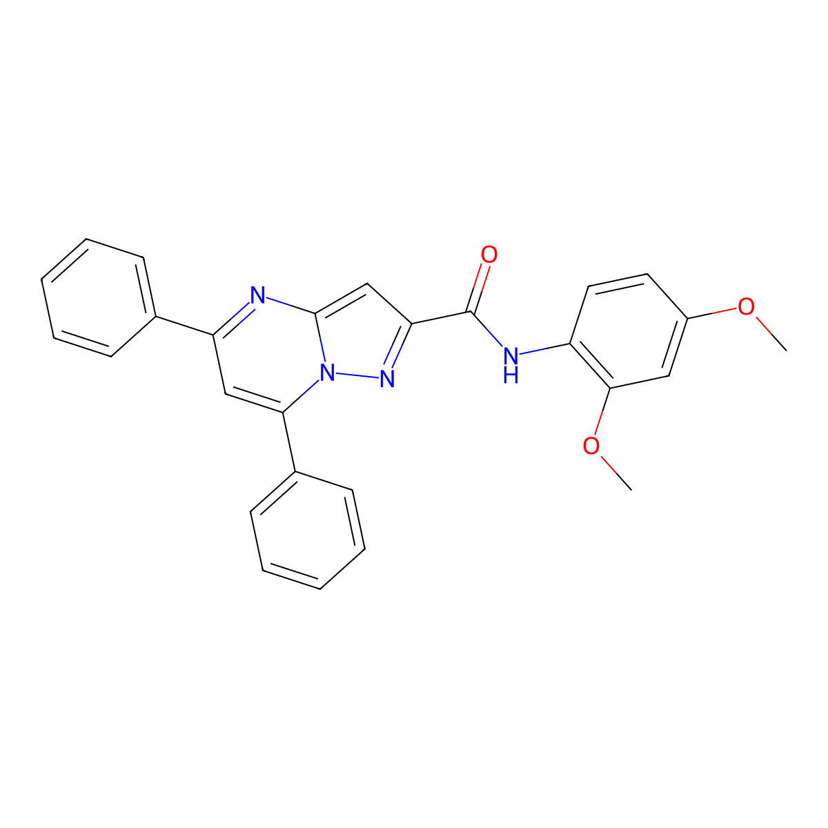 N-(2,4-dimethoxyphenyl)-5,7-diphenylpyrazolo[1,5-a]pyrimidine-2-carboxamide molecular structure, CAS 326923-04-0