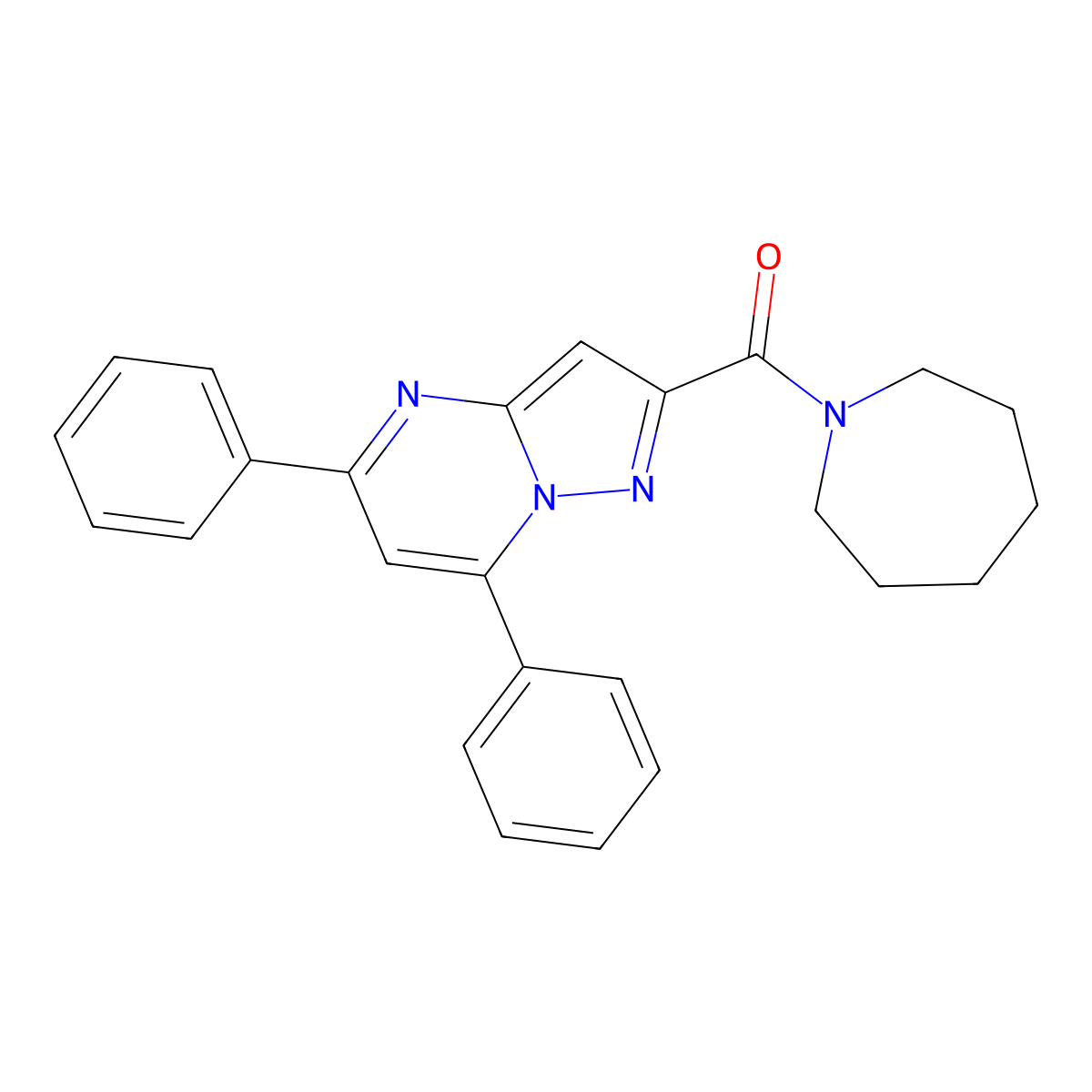 Azepan-1-yl-(5,7-diphenylpyrazolo[1,5-a]pyrimidin-2-yl)methanone molecular structure, CAS 326923-08-4