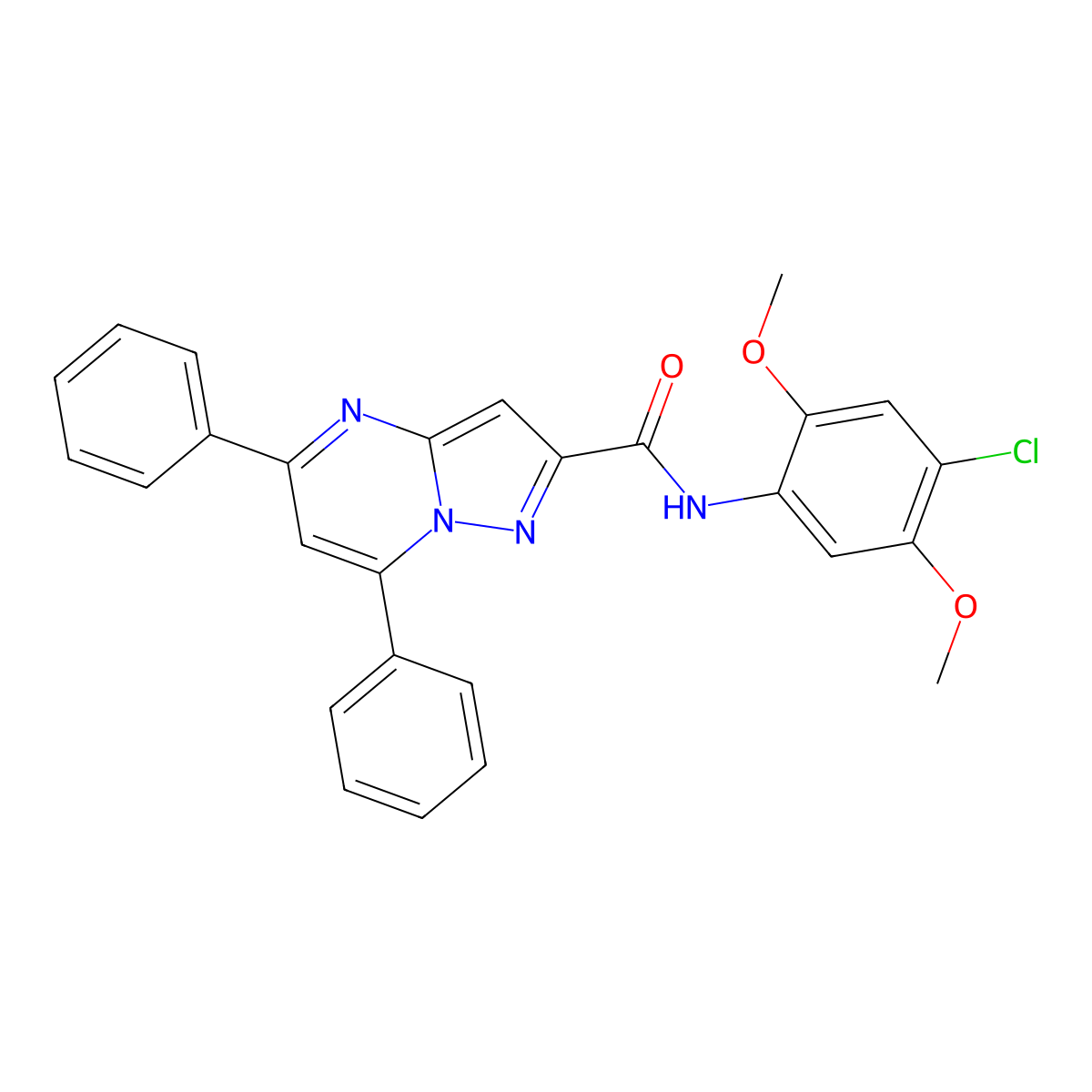 N-(4-chloro-2,5-dimethoxyphenyl)-5,7-diphenylpyrazolo[1,5-a]pyrimidine-2-carboxamide molecular structure, CAS 326923-17-5