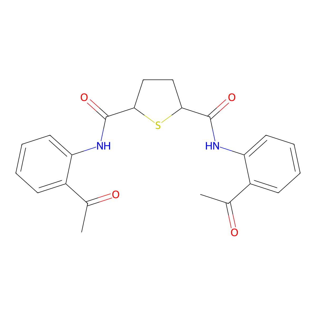 N,N'-bis(2-acetylphenyl)tetrahydro-2,5-thiophenedicarboxamide molecular structure, CAS 326923-37-9
