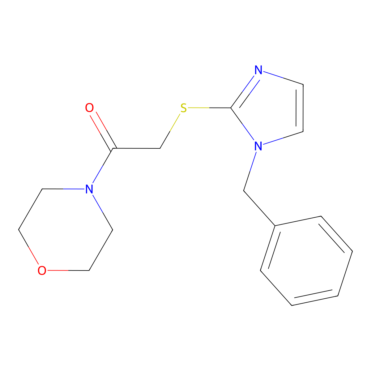 1-(4-Morpholinyl)-2-((1-(phenylmethyl)-1H-imidazol-2-yl)thio)ethanone molecular structure, CAS 326923-53-9