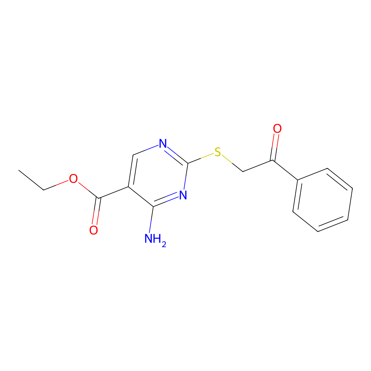 4-Amino-2-(phenacylthio)-5-pyrimidinecarboxylic acid ethyl ester molecular structure, CAS 326923-58-4