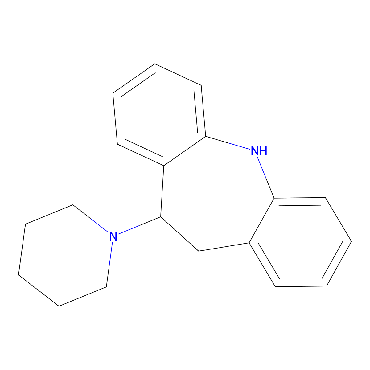 5-piperidin-1-yl-6,11-dihydro-5H-benzo[b][1]benzazepine molecular structure, CAS 326923-59-5