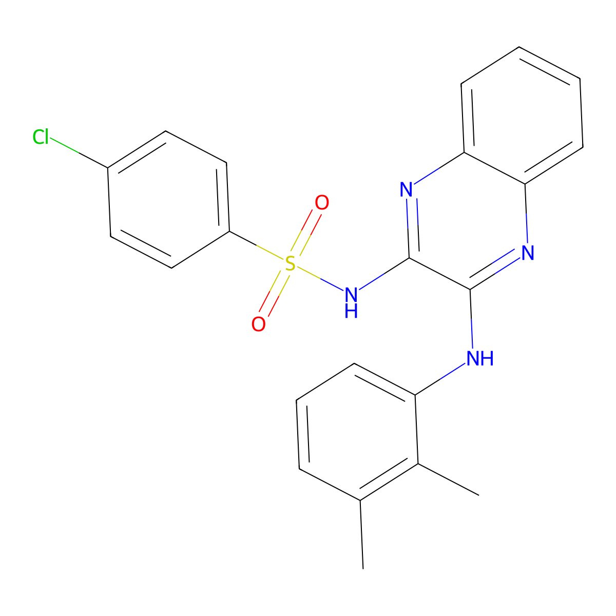 4-chloro-N-[3-(2,3-dimethylanilino)quinoxalin-2-yl]benzenesulfonamide molecular structure, CAS 326923-97-1