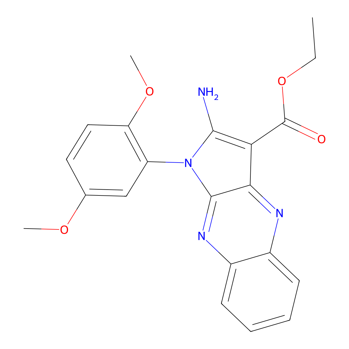Ethyl 2-amino-1-(2,5-dimethoxyphenyl)pyrrolo[3,2-b]quinoxaline-3-carboxylate molecular structure, CAS 326924-46-3