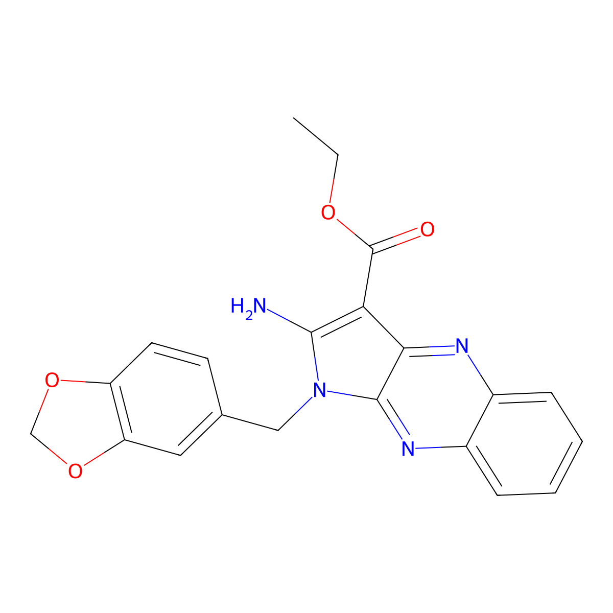 ethyl 2-amino-1-(1,3-benzodioxol-5-ylmethyl)-1H-pyrrolo[2,3-b]quinoxaline-3-carboxylate molecular structure, CAS 326924-80-5