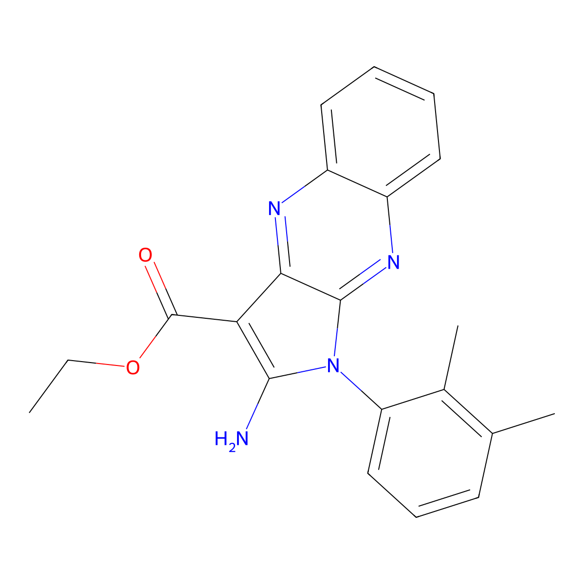 ethyl 2-amino-1-(2,3-dimethylphenyl)-1H-pyrrolo[2,3-b]quinoxaline-3-carboxylate molecular structure, CAS 326924-87-2