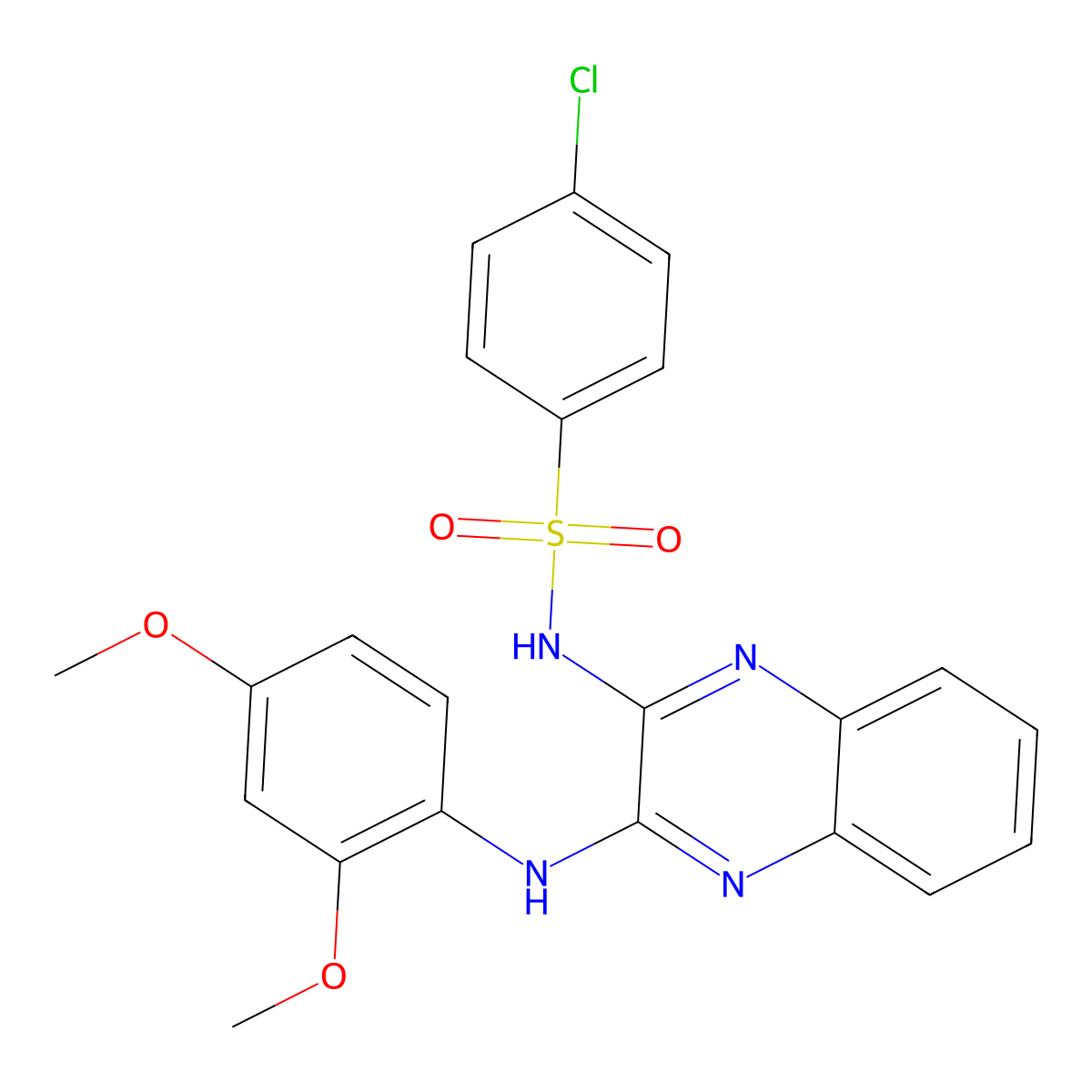 4-chloro-N-[3-(2,4-dimethoxyanilino)quinoxalin-2-yl]benzenesulfonamide molecular structure, CAS 326924-97-4