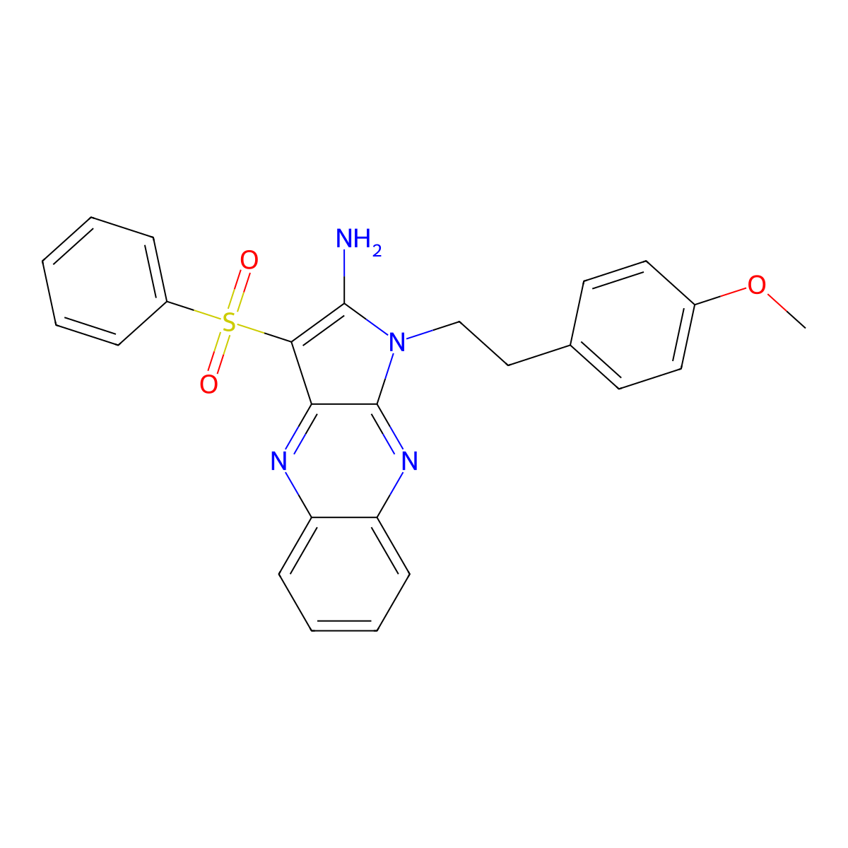 1-[2-(4-methoxyphenyl)ethyl]-3-(phenylsulfonyl)-1H-pyrrolo[2,3-b]quinoxalin-2-amine molecular structure, CAS 326925-00-2