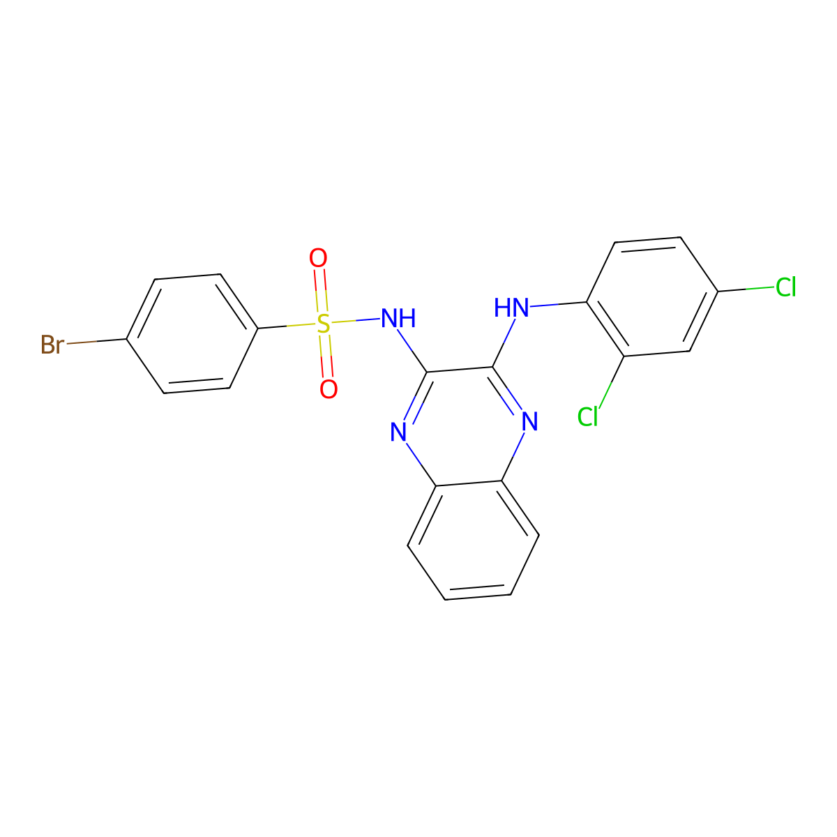 4-bromo-N-[3-(2,4-dichloroanilino)quinoxalin-2-yl]benzenesulfonamide molecular structure, CAS 326925-01-3