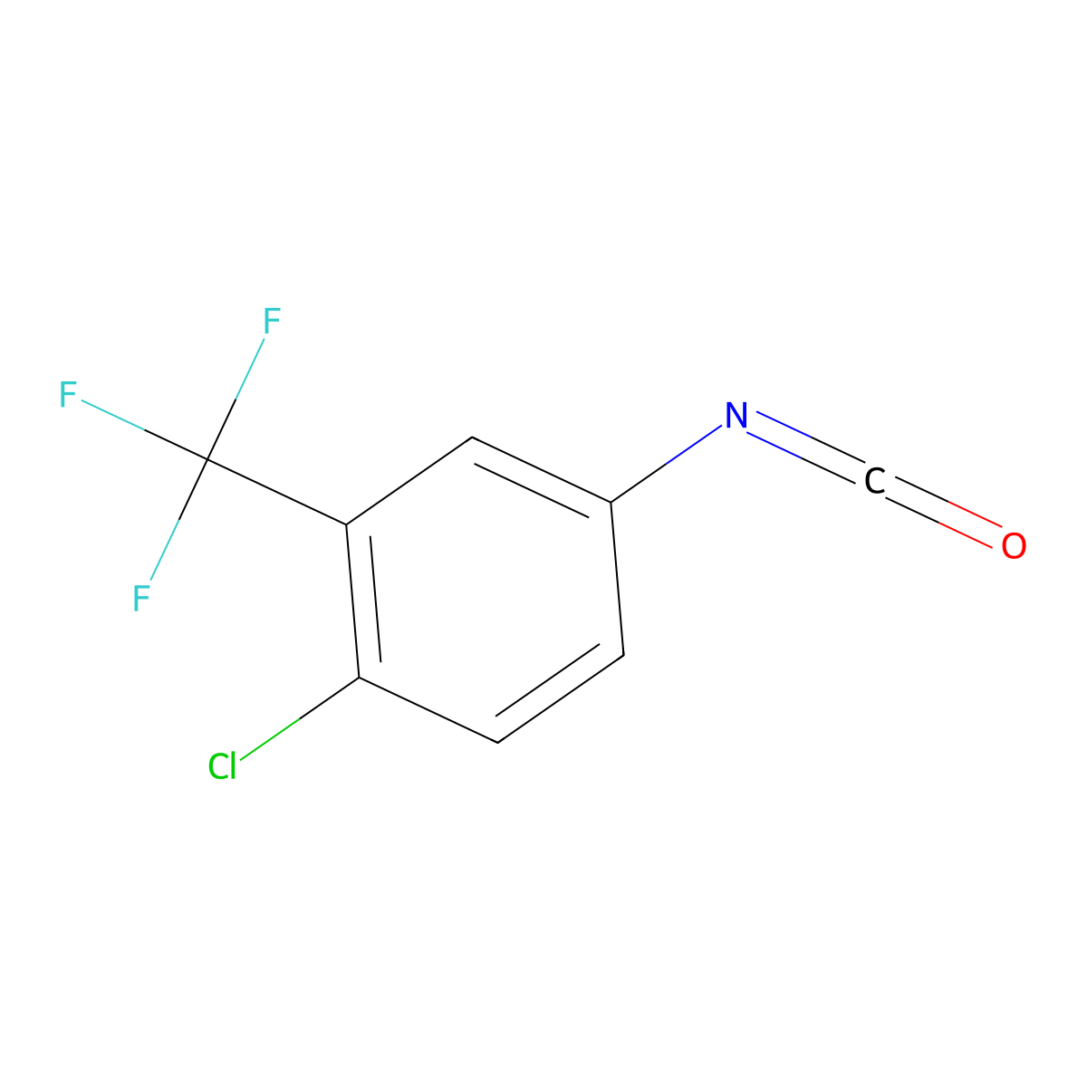 1-Chloro-4-isocyanato-2-(trifluoromethyl) benzene molecular structure, CAS 327-78-6