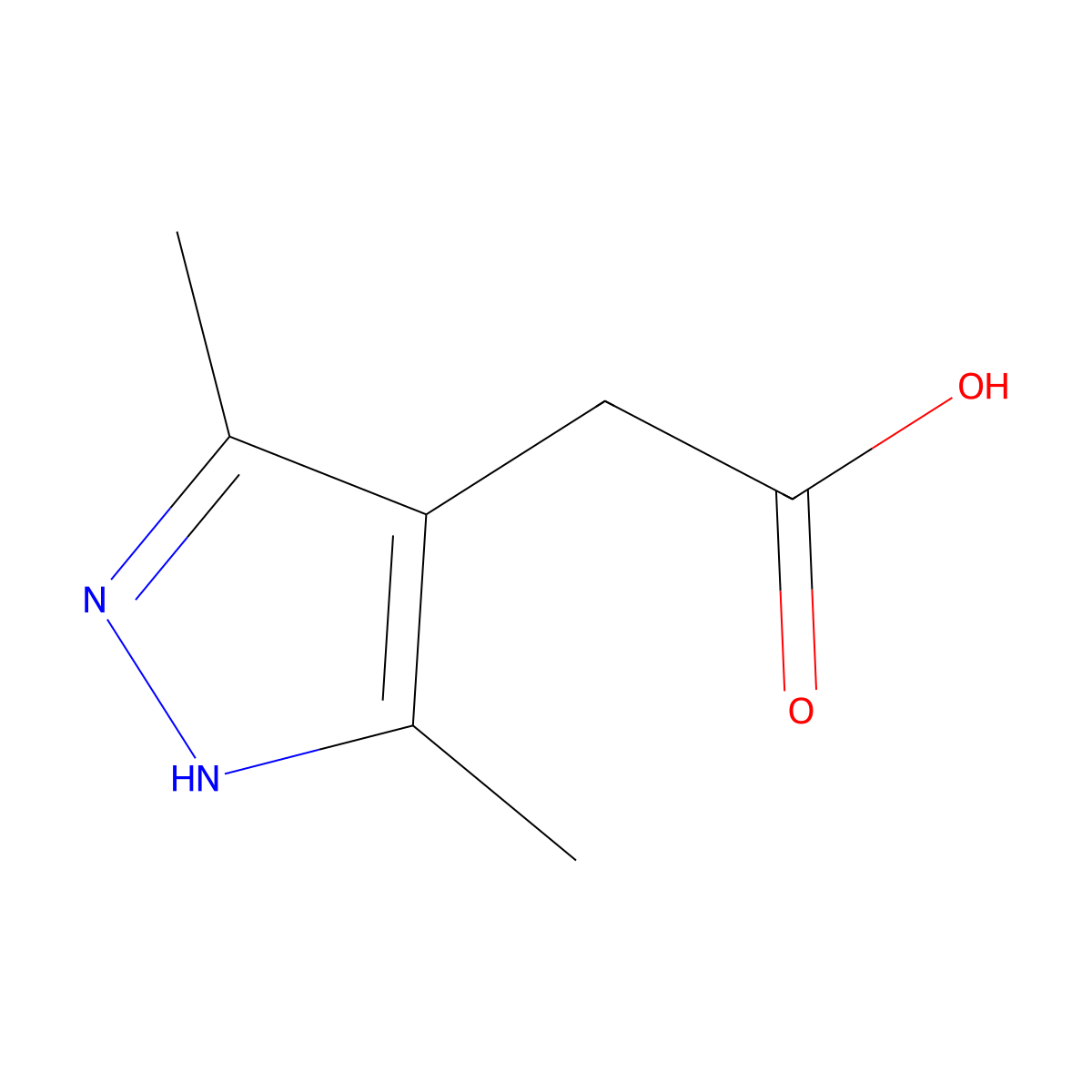 2-(3,5-dimethyl-1H-pyrazol-4-yl)acetic acid molecular structure, CAS 32701-75-0