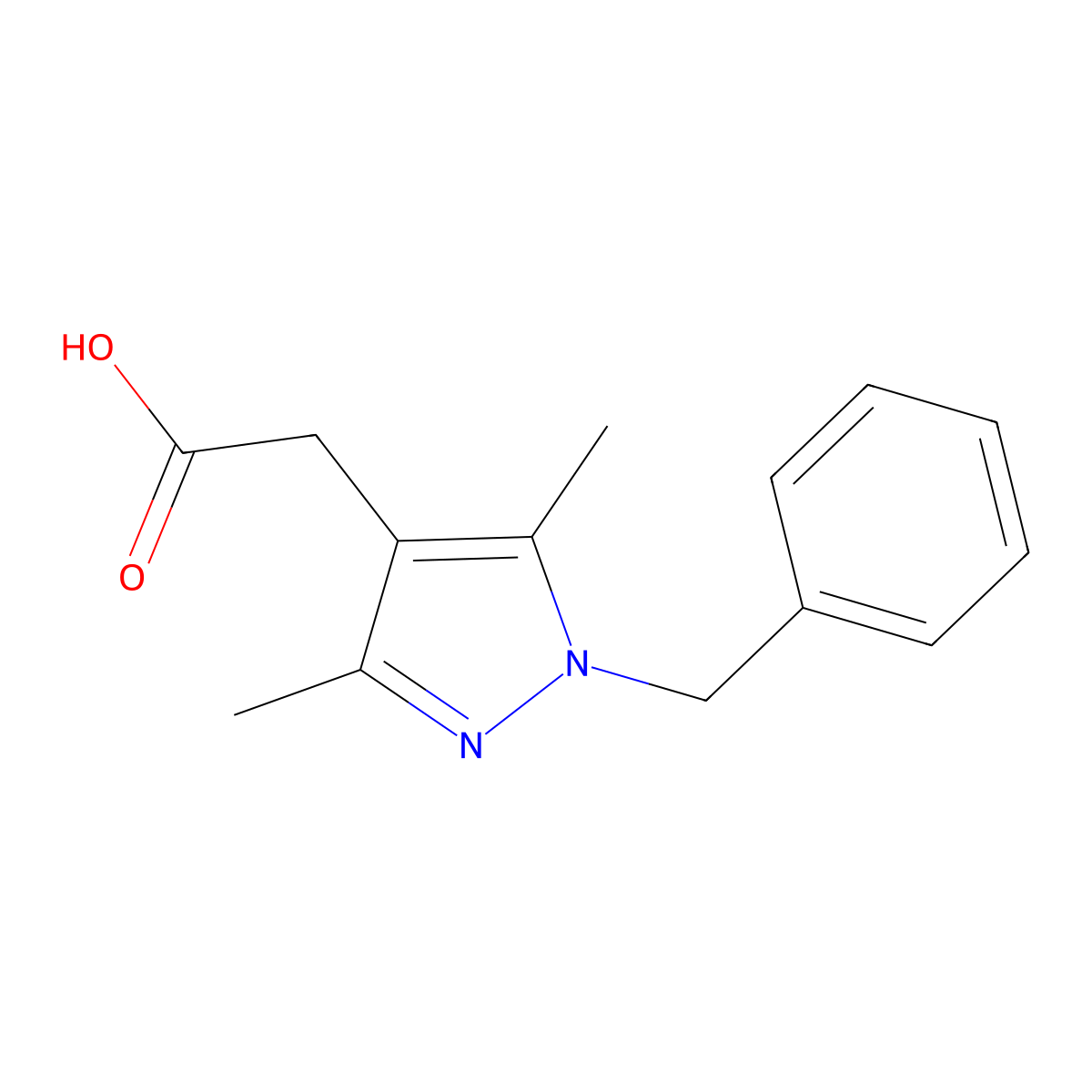 (1-Benzyl-3,5-dimethyl-1H-pyrazol-4-yl)-acetic acid molecular structure, CAS 32701-82-9