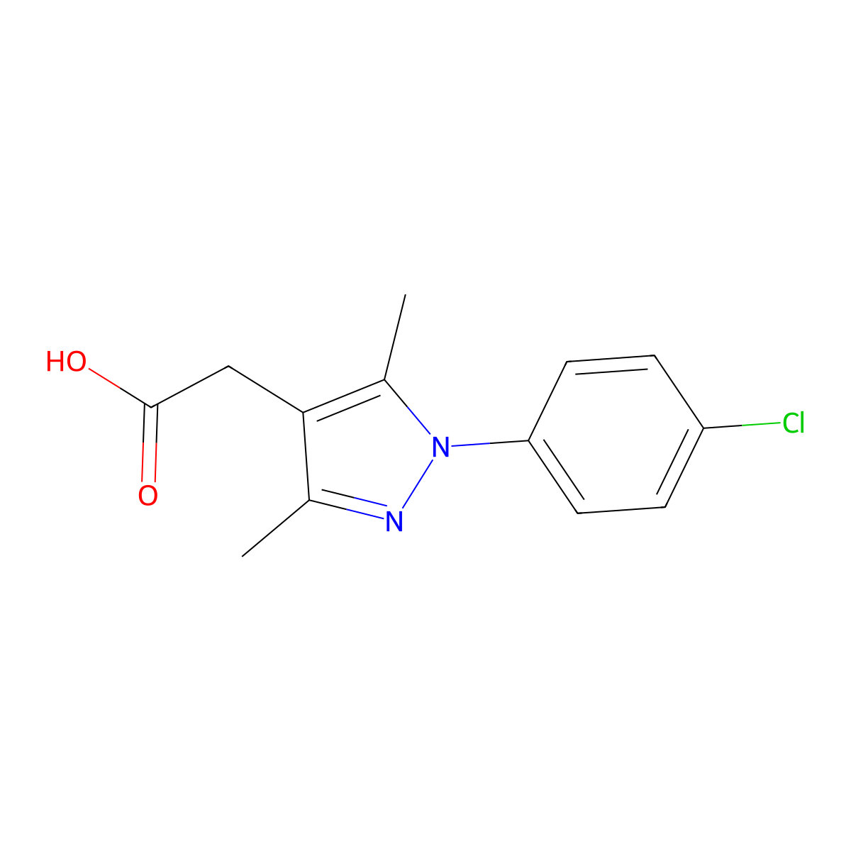 2-[1-(4-chlorophenyl)-3,5-dimethyl-1H-pyrazol-4-yl]acetic acid molecular structure, CAS 32701-92-1