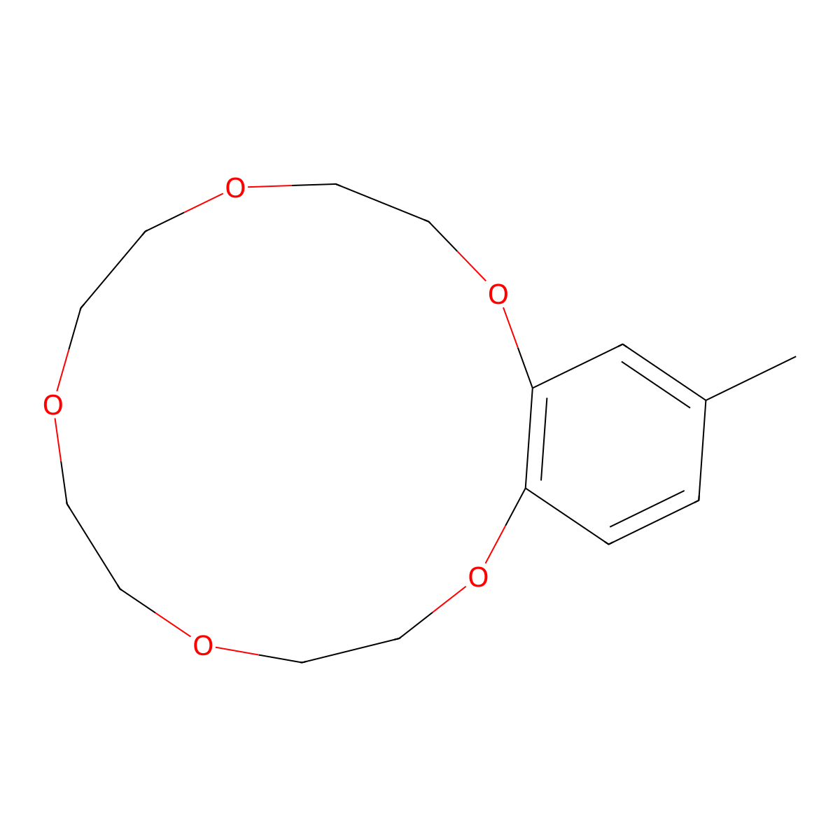 15-Methyl-2,3,5,6,8,9,11,12-octahydro-1,4,7,10,13-benzopentaoxacyclopentadecine molecular structure, CAS 32702-27-5