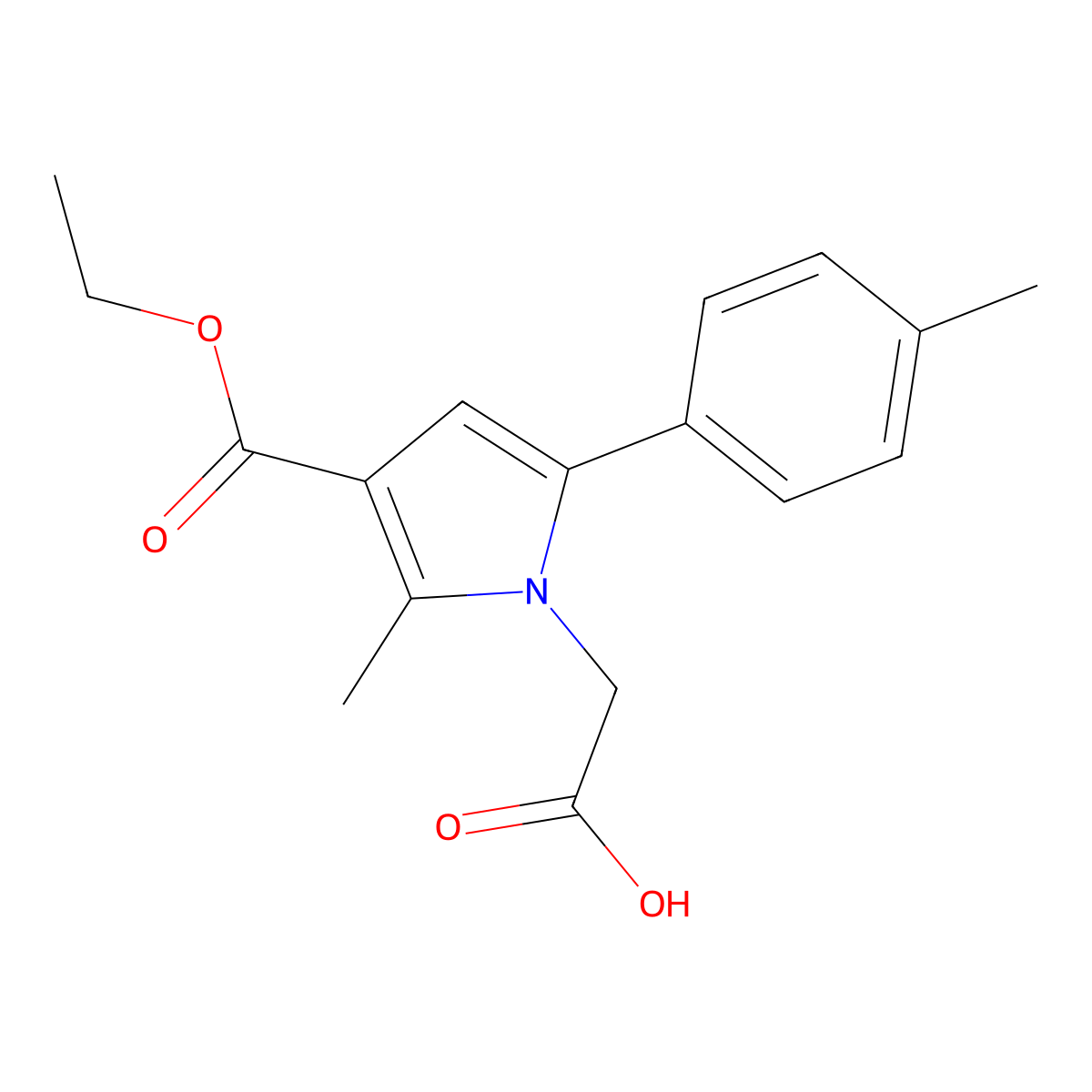 [3-(ethoxycarbonyl)-2-methyl-5-(4-methylphenyl)-1H-pyrrol-1-yl]acetic acid molecular structure, CAS 327024-81-7