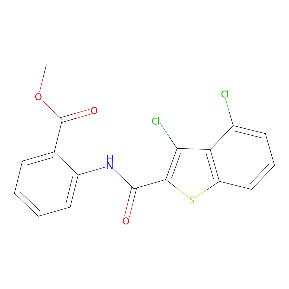 Methyl 2-[(3,4-dichloro-1-benzothiophene-2-carbonyl)amino]benzoate molecular structure, CAS 327025-53-6