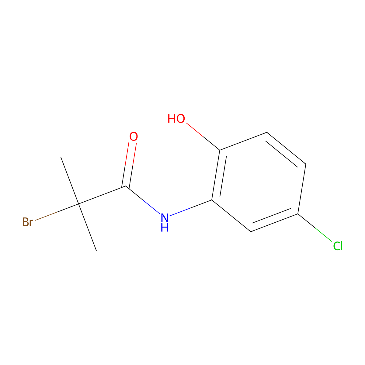 2-Bromo-N-(5-chloro-2-hydroxyphenyl)-2-methylpropionamide molecular structure, CAS 327026-97-1