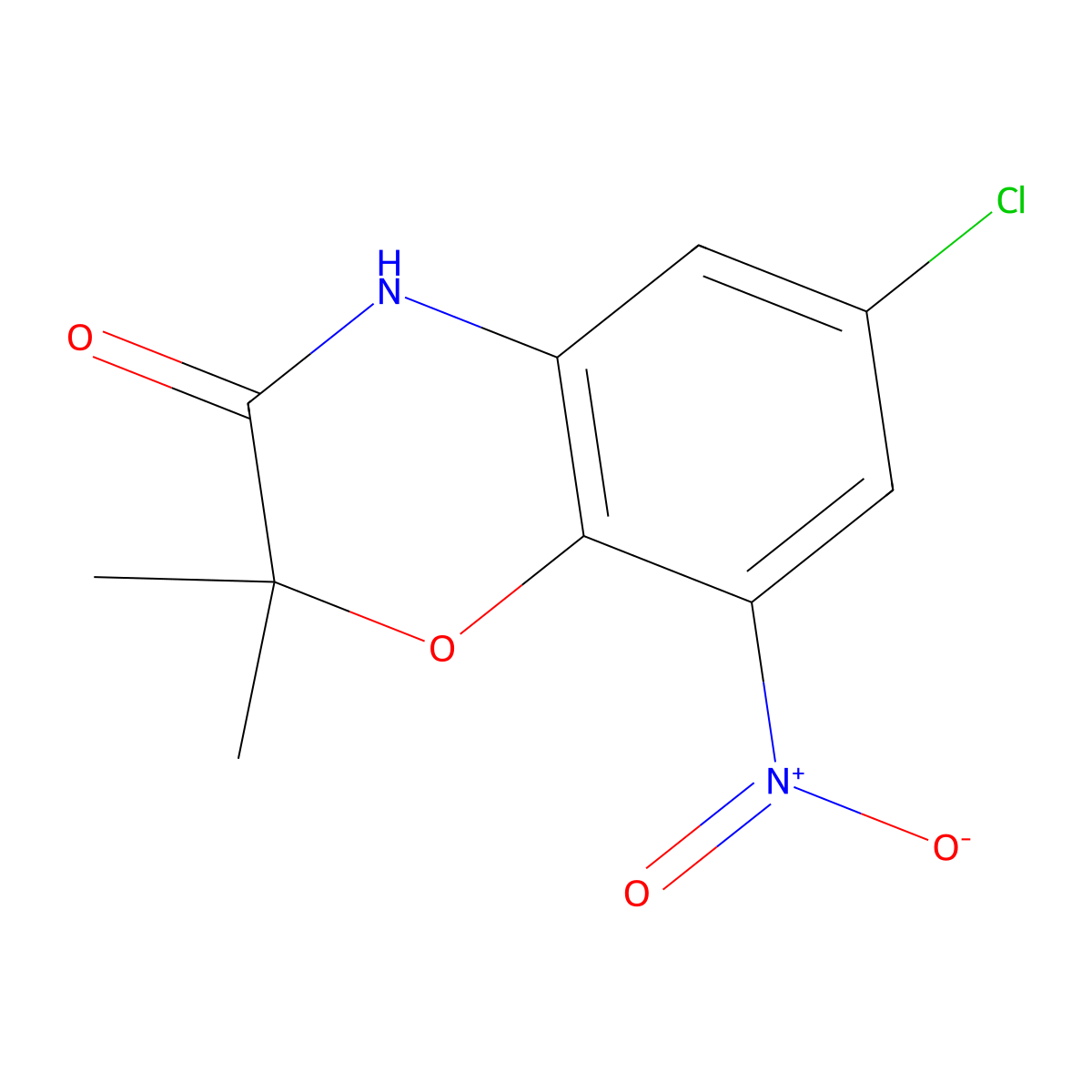 6-Chloro-2,2-dimethyl-8-nitro-2H-benzo[b][1,4]oxazin-3(4H)-one molecular structure, CAS 327026-99-3