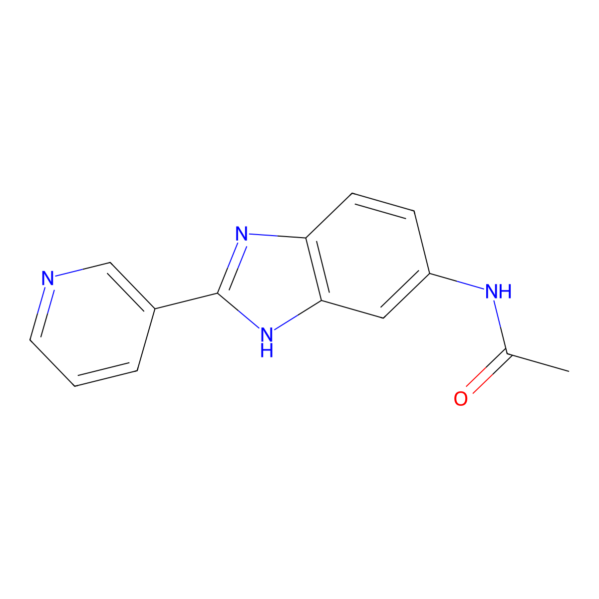 N-(2-Pyridin-3-yl-1H-benzoimidazol-5-yl)-acetamide molecular structure, CAS 327032-51-9