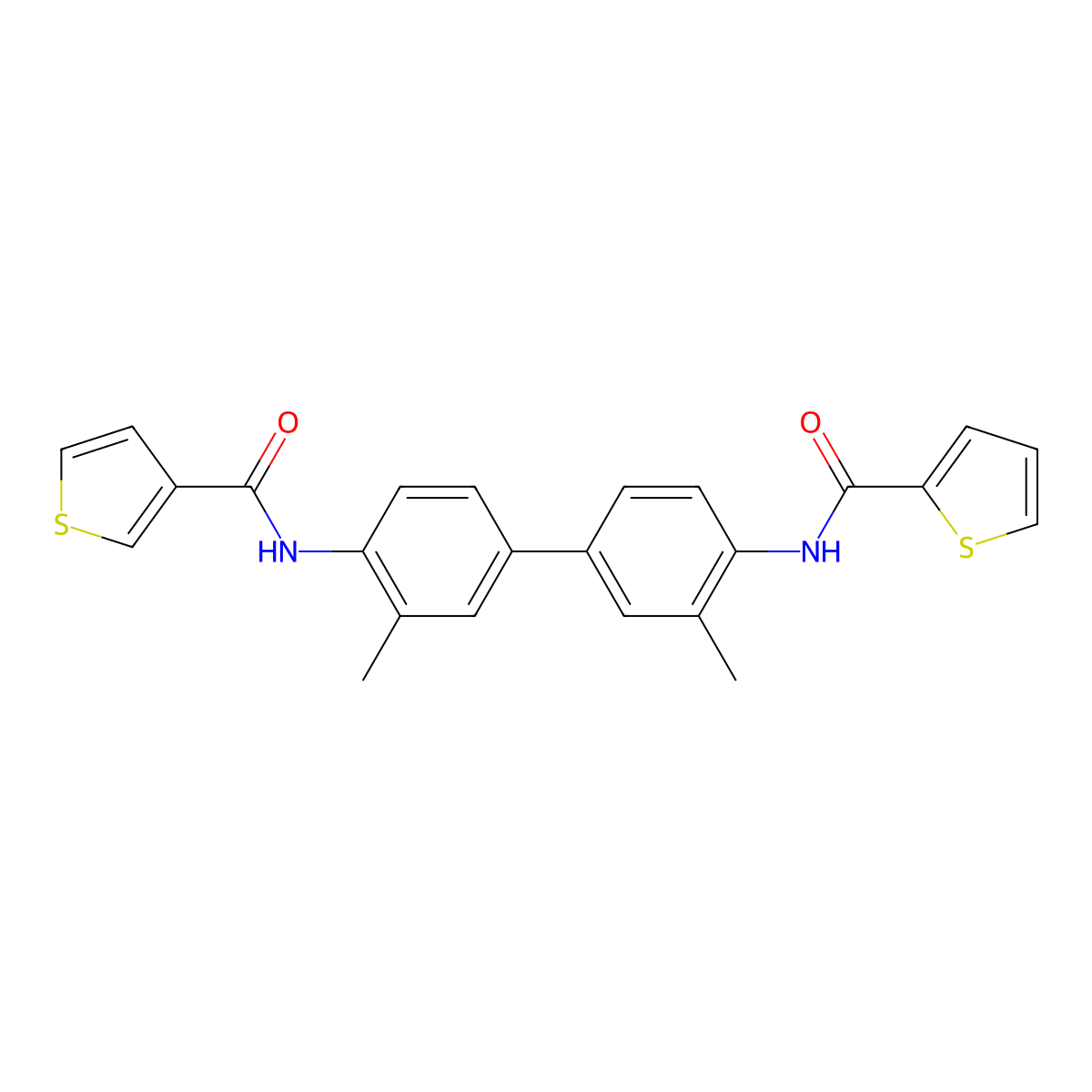 N-[2-methyl-4-[3-methyl-4-(thiophene-3-carbonylamino)phenyl]phenyl]thiophene-2-carboxamide molecular structure, CAS 327038-34-6