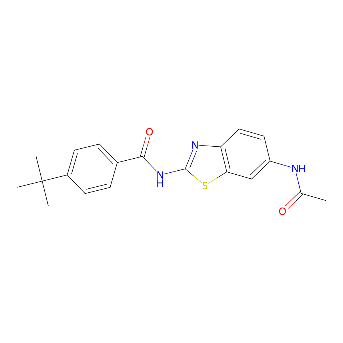 N-(6-acetamidobenzo[d]thiazol-2-yl)-4-(tert-butyl)benzamide molecular structure, CAS 327038-63-1