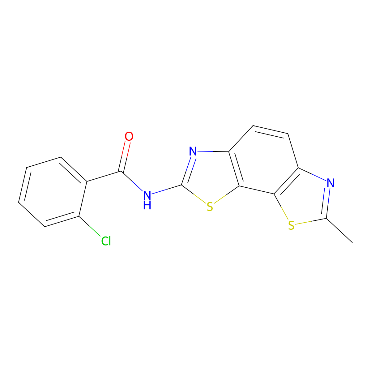 2-chloro-N-(7-methyl-[1,3]thiazolo[4,5-g][1,3]benzothiazol-2-yl)benzamide molecular structure, CAS 327038-69-7