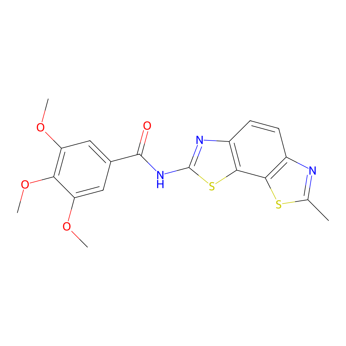 3,4,5-trimethoxy-N-(7-methyl-[1,3]thiazolo[4,5-g][1,3]benzothiazol-2-yl)benzamide molecular structure, CAS 327038-71-1
