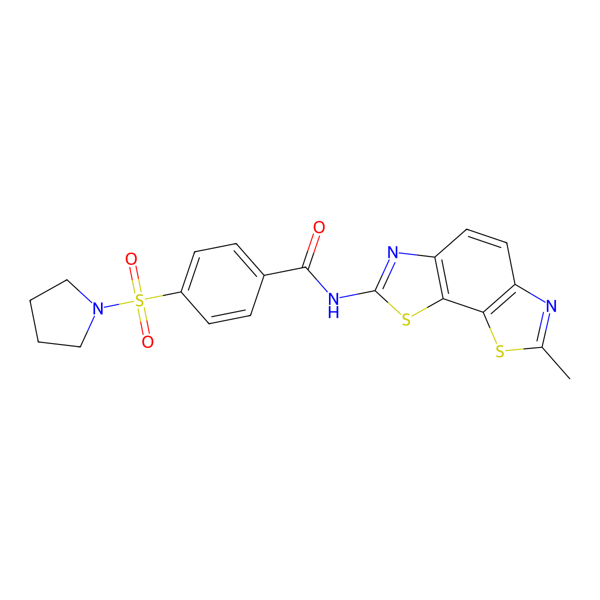 N-(7-methyl-[1,3]thiazolo[4,5-g][1,3]benzothiazol-2-yl)-4-pyrrolidin-1-ylsulfonylbenzamide molecular structure, CAS 327038-72-2