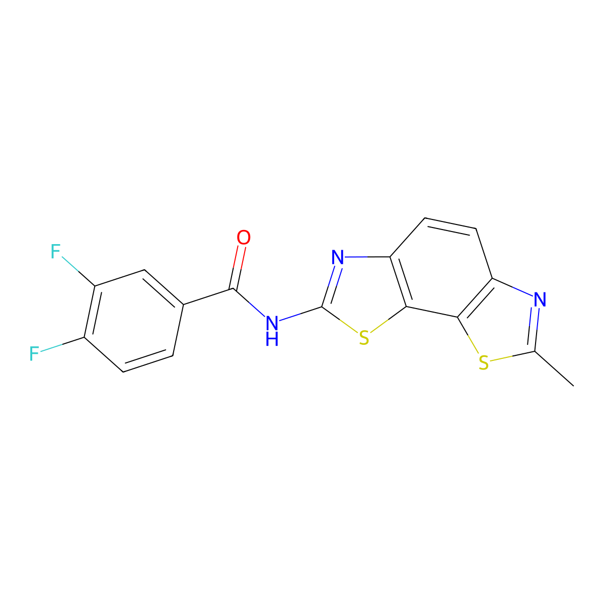3,4-difluoro-N-(7-methyl-[1,3]thiazolo[4,5-g][1,3]benzothiazol-2-yl)benzamide molecular structure, CAS 327038-73-3