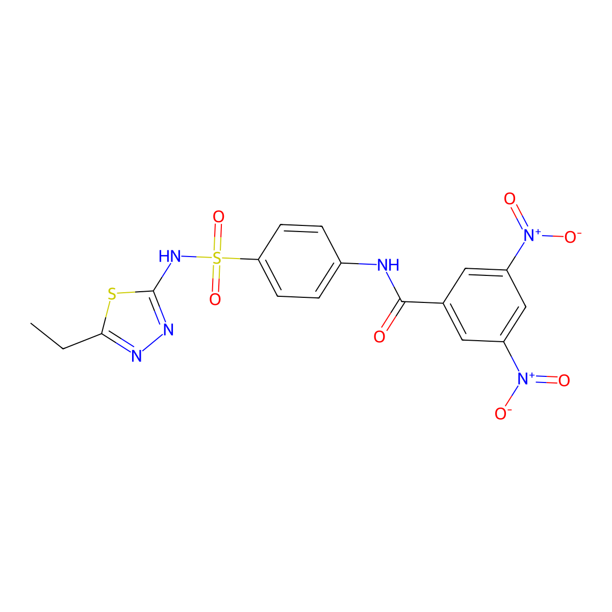 N-(4-(N-(5-ethyl-1,3,4-thiadiazol-2-yl)sulfamoyl)phenyl)-3,5-dinitrobenzamide molecular structure, CAS 327038-83-5